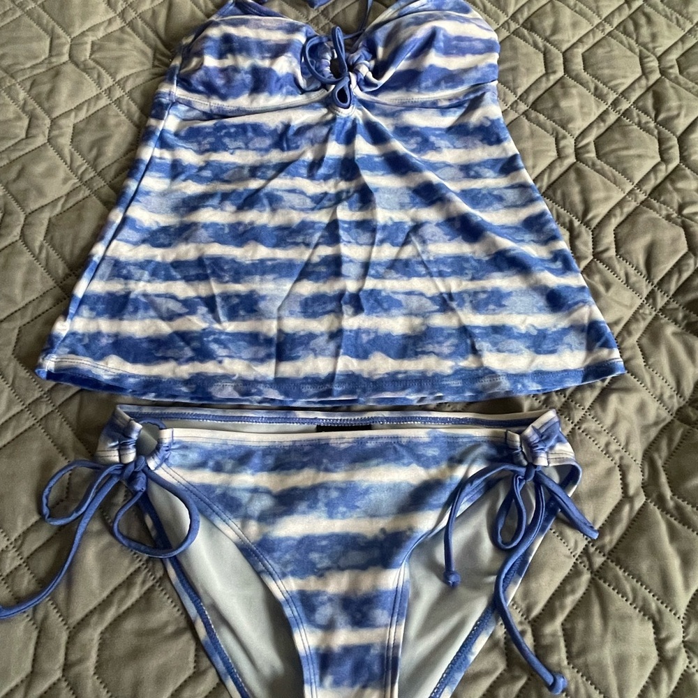 Joe Boxer Blue and White Striped Bikini